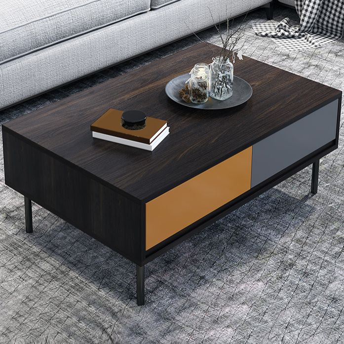 Modern 4 Legs Cocktail Table with 4 Drawers Glass & Wood 2 Nesting Coffee Table Set Clearhalo 'Coffee & Accent Tables' 'Coffee Tables' 'coffee_tables' 'furn' 'furn_coffee_tables' 'Furniture' 'Living Room Furniture' 1200x1200_03c406f6-9f11-4535-8550-2a03498bed1d