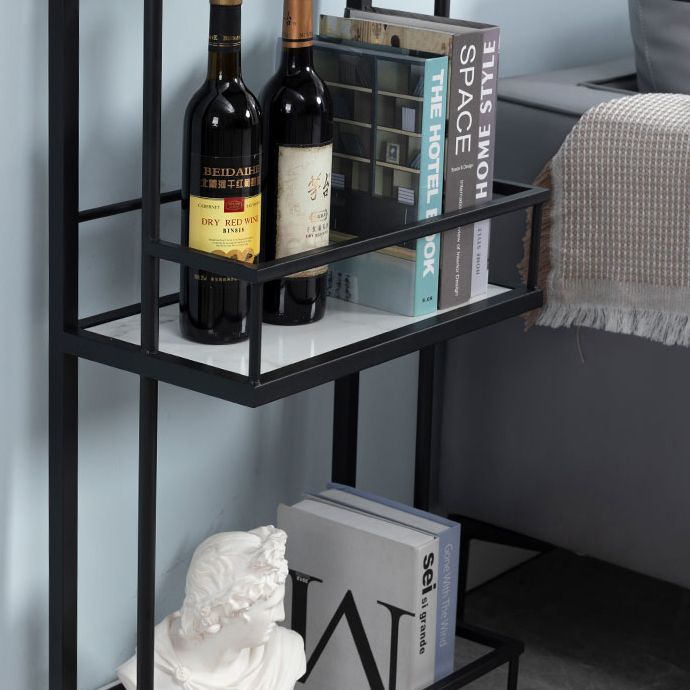 White Stone Indoor Glam Bar Dining Table Iron Double Pedestal Bistro Table with Wine Rack Clearhalo 'Bar Furniture' 'Bar Tables' 'bar_tables' 'Furniture' 'furniture_bar_tables' 'Kitchen & Dining Furniture' 'kitchen&dining_furn' 'kitchen' 1200x1200_03c55506-36f1-45a7-a4eb-c639978392af