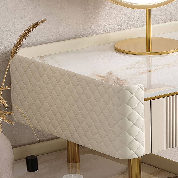 Beige Vanity Dressing Table Set Stool & Storage Drawers Vanity