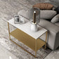 21.6" Tall Metal Frame End Table Faux Marble Rectangular Top Side Table with Shelf