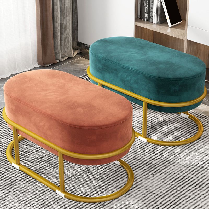 Glam Velvet Boucle Pouf Plain Oval Metal Frame Tear Resistant Ottoman Footrest Clearhalo 'furn' 'furn_ottomans_poufs' 'Furniture' 'Living Room Furniture' 'Ottomans & Poufs' 'ottomans_poufs' 1200x1200_03c9d146-7f1b-43e0-befa-a6f5d6beb1d4