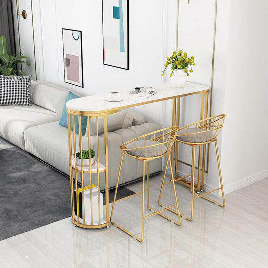 Tavolino per sala da pranzo rettangolare glam, marmo - tavolo da bar 41,3 "con 2 ripiani