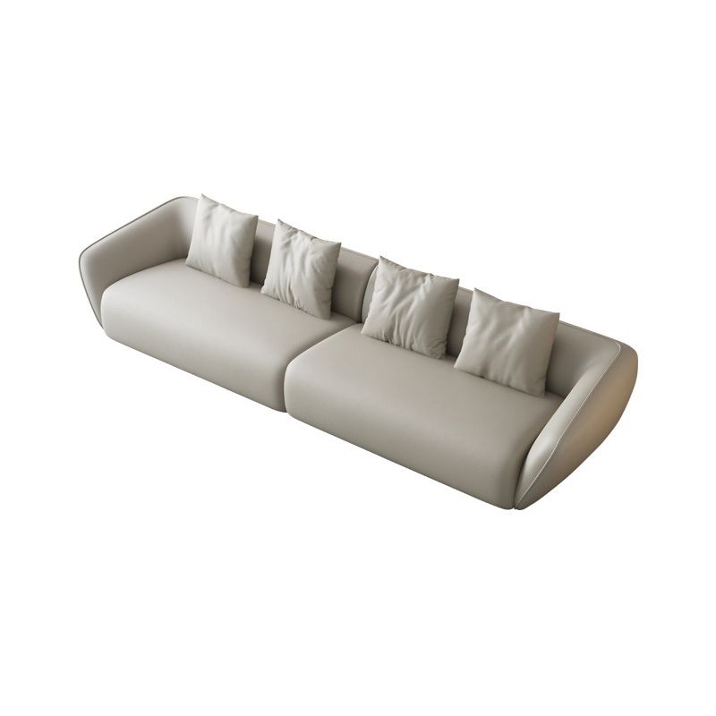 Genuine Leather Sloped Arm Sofa Contemporary Standard Sofa with Pillows Clearhalo 'furn' 'furn_sofas' 'Furniture' 'Living Room Furniture' 'Sofa' 'sofas' 1200x1200_03ccc9e8-2a81-4ab4-8261-73f31b023678