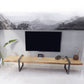 Meuble TV de 17,72 pouces de hauteur, console de style industriel en bois massif pour le salon