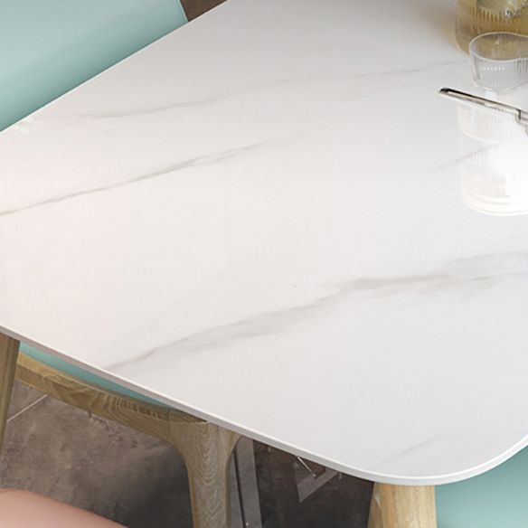 Modern White Slate Dining Set with Rectangle Table White Dining Set with 4 Legs Base Clearhalo 'Dining Room Sets' 'Dining Tables & Seating' 'dining_room_set' 'furn' 'furn_dining_room_set' 'Furniture' 'furniture_dining_room_set' 'Kitchen & Dining Furniture' 'kitchen&dining_furn' 'kitchen' 1200x1200_03cdd6bf-80eb-4383-b91e-92e7d9dcca81