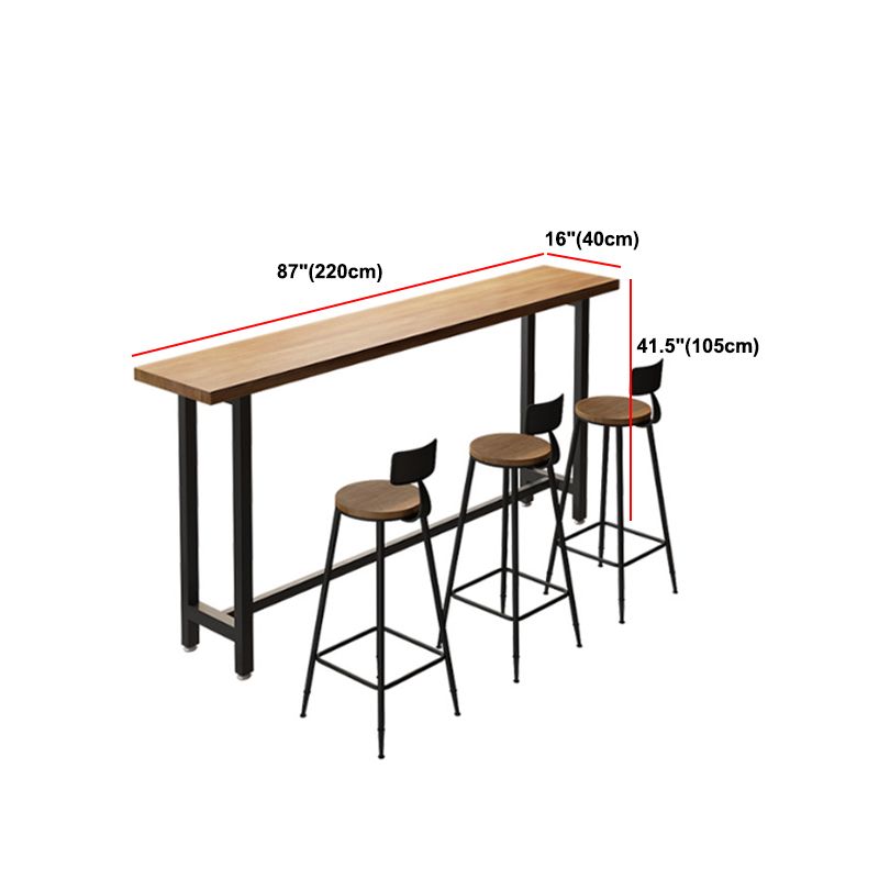 Tavolo da bar in stile moderno marrone con tavolo da bar in legno massiccio con base metallica