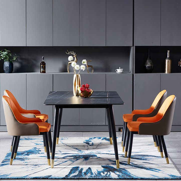 Modern Sintered Stone Dining Room Set Standard Height with Rectangle Top and Gold Legs Dining Set Clearhalo 'Dining Room Sets' 'Dining Tables & Seating' 'dining_room_set' 'Furniture' 'furniture_dining_room_set' 'Kitchen & Dining Furniture' 'kitchen&dining_furn' 'kitchen' 1200x1200_03d7733e-b532-423a-8aa0-40b81ac950ba