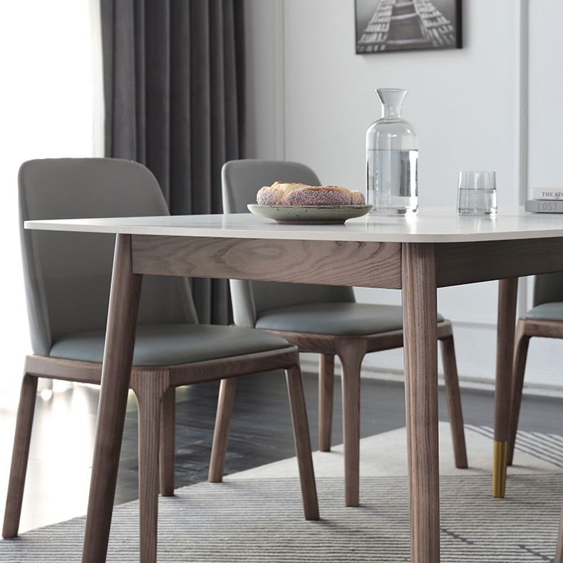 Rectangle 4 Legs Luxury Table White Sintered Stone Top Fixed Table Clearhalo 'Dining Tables & Seating' 'Dining Tables' 'dining_table' 'furn' 'furn_dining_table' 'Furniture' 'Kitchen & Dining Furniture' 1200x1200_03d7bb1a-700a-4542-a0a8-01c0df6b7ed9