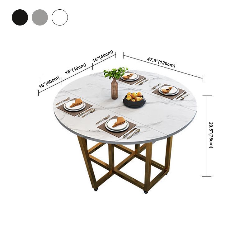 Modern Style Dining Table Sintered Stone Drop-Leaf Dining Table with Gold Frame Clearhalo ' dining_table' 'Dining Tables & Seating' 'Dining Tables' 'furn' 'furn_dining_table' 'Furniture' 'furniture_dining_table' 'Kitchen & Dining Furniture' 'kitchen&dining_furn' 'kitchen' 'kitchen_dining_table' 1200x1200_03d8f2ea-fe88-4f7e-ac74-fac9065d79f5