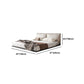 Modern Style Upholstered Headboard Free Leather White Suspension Bed