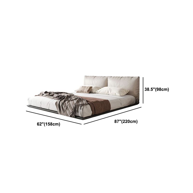 Modern Style Upholstered Headboard Free Leather White Suspension Bed