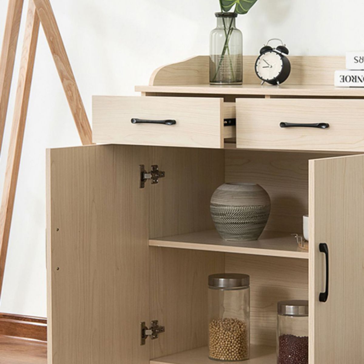 35.4" Tall 2 - Door and 2 - Drawer Accent Cabinet Faux Wood Storage Cabinet Clearhalo 'Cabinets & Chests' 'cabinets_chests' 'furn' 'furn_cabinets_chests' 'Furniture' 'Living Room Furniture' 1200x1200_03dc2530-26d8-439b-aa78-b3f350b97fd9