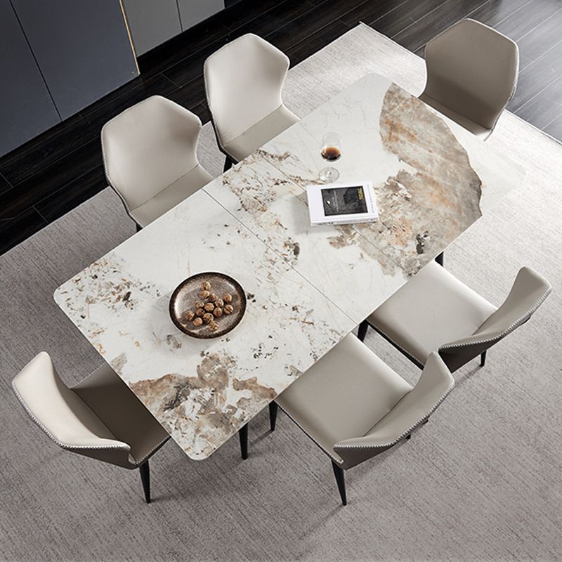 Simplicity Rectangle Home Fixed Desk Extendable Sintered Stone Dining Table Clearhalo 'Dining Tables & Seating' 'Dining Tables' 'dining_table' 'furn' 'furn_dining_table' 'Furniture' 'Kitchen & Dining Furniture' 1200x1200_03dcab7a-363a-49ef-ba82-d89d8241321c