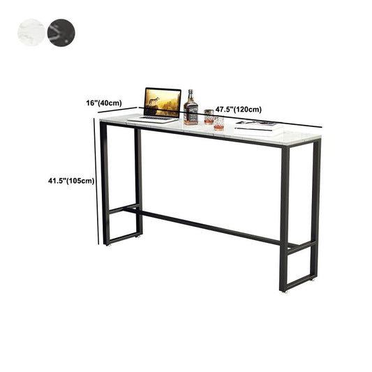 Indoor Event and Cocktail Table Industrial Marble Footrest Bar Height Table Clearhalo 'Bar Furniture' 'Bar Tables' 'bar_tables' 'furn' 'furn_bar_tables' 'Furniture' 'furniture_bar_tables' 'Kitchen & Dining Furniture' 1200x1200_03dcd784-ca2d-4aed-ad5d-9ee3afe4db2f