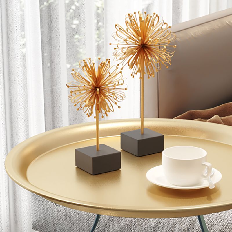 19.68" Tall Round Tray Top Side Table Iron Pedestal End Table with Storage