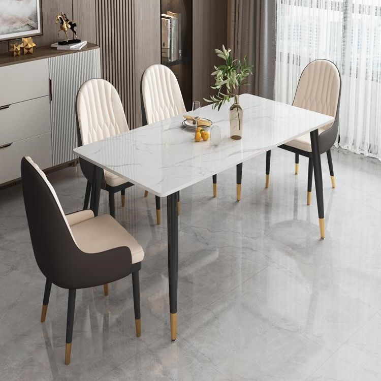 Eigentijdse rechthoekige eettafel, stenen meubel met 4 poten