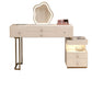 Mirrored Stone Top Makeup Vanity Desk White/Gray Dressing Table
