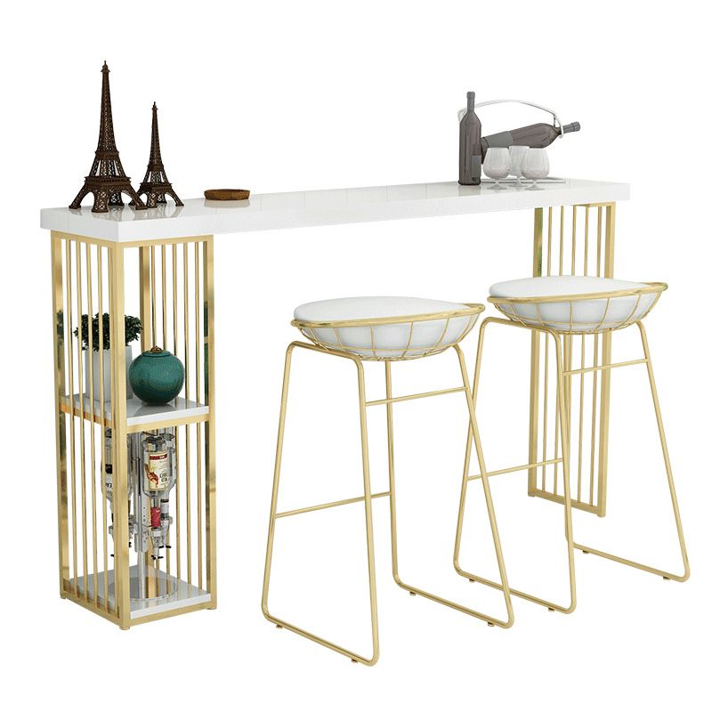 Glam 1/2/3 Pieces Bar Table Set Rectangle Bar Table with High Metal Stools for Home Clearhalo 'Bar Furniture' 'furn' 'furn_home_bar_bar_sets' 'Furniture' 'Home Bars & Bar Sets' 'home_bar_bar_sets' 'Kitchen & Dining Furniture' 1200x1200_03e05a29-5058-44db-9a66-c66c086ea83b