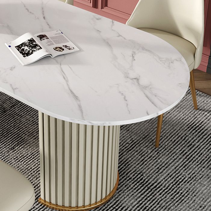 Oval Double Pedestal Luxury Dining Table Sintered Stone White Fixed Table for Restaurant Clearhalo ' dining_table' 'Dining Tables & Seating' 'Dining Tables' 'furn' 'furn_dining_table' 'Furniture' 'furniture_dining_table' 'Kitchen & Dining Furniture' 'kitchen&dining_furn' 'kitchen' 'kitchen_dining_table' 1200x1200_03e094ac-3bb6-4820-b792-d9aaee8716e1