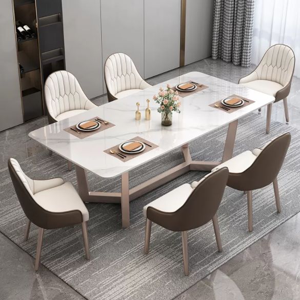 Standard Marble Top Dining Set with Metallic Legs Base for Dining Furniture Clearhalo 'Dining Room Sets' 'Dining Tables & Seating' 'dining_room_set' 'furn' 'furn_dining_room_set' 'Furniture' 'furniture_dining_room_set' 'Kitchen & Dining Furniture' 'kitchen&dining_furn' 'kitchen' 1200x1200_03e20bde-d794-4f60-a9b5-488213db3355
