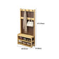 Traditional Coat Rack Free Standing Solid Wood Hall Stand with Shoe Storage Bench