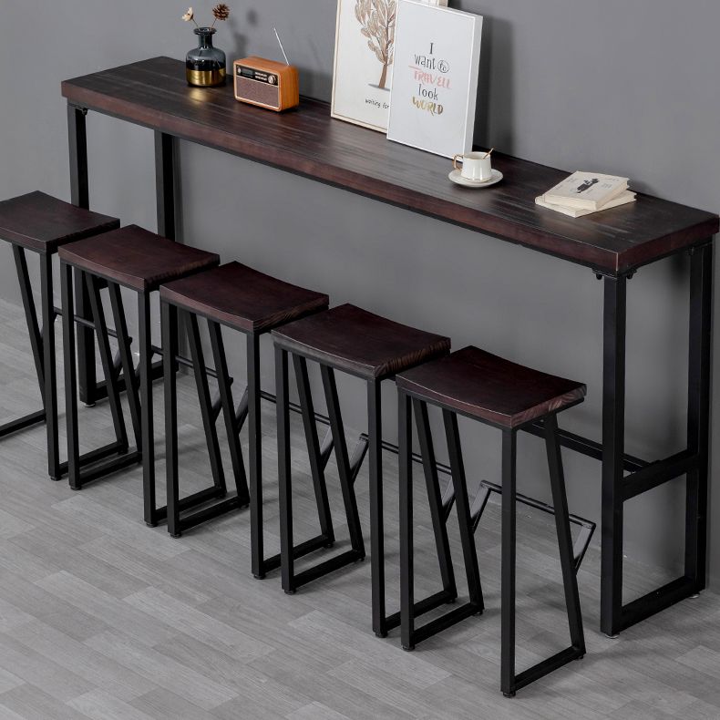 Brown Modern Style Bar Table Solid Wood and Iron Balcony Casual Bar Table Clearhalo 'Bar Furniture' 'Bar Tables' 'bar_tables' 'furn' 'furn_bar_tables' 'Furniture' 'furniture_bar_tables' 'Kitchen & Dining Furniture' 1200x1200_03e26825-d366-4e61-b9a4-95486d46c8f8