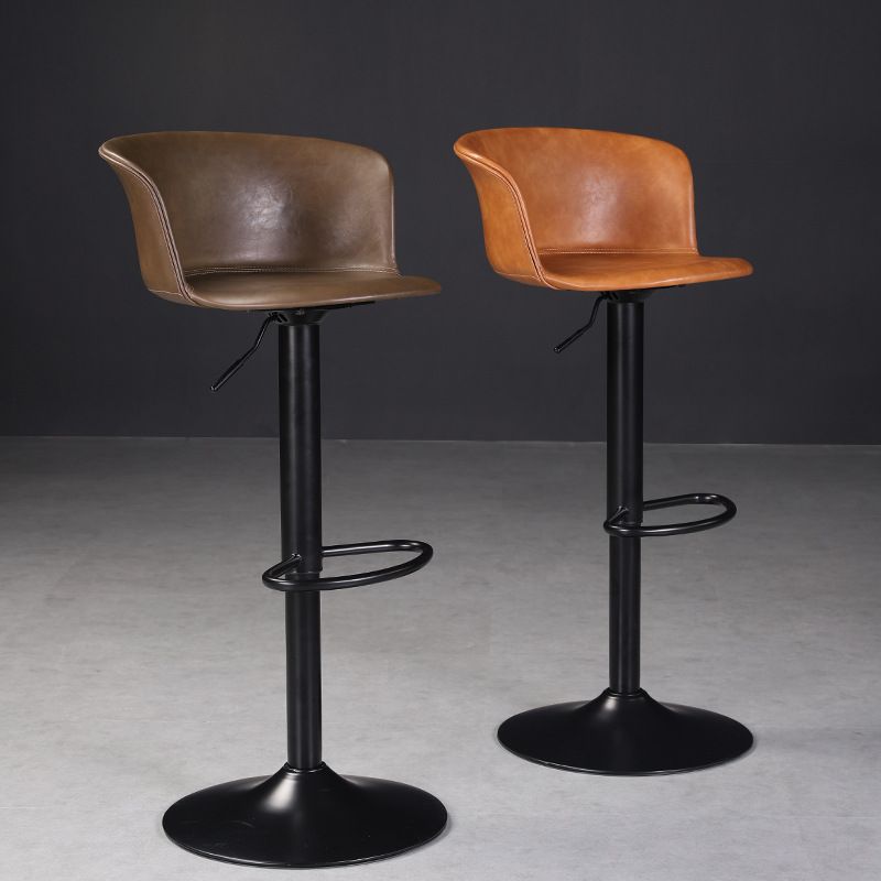 Contemporary Adjustable Height Barstool Faux Leather Swivel Barstool Clearhalo 'Bar Furniture' 'Bar Stools' 'bar_stools' 'furn' 'furn_bar_stools' 'Furniture' 'Kitchen & Dining Furniture' 1200x1200_03e30c75-771b-45f1-9d10-f128bd16a0c5