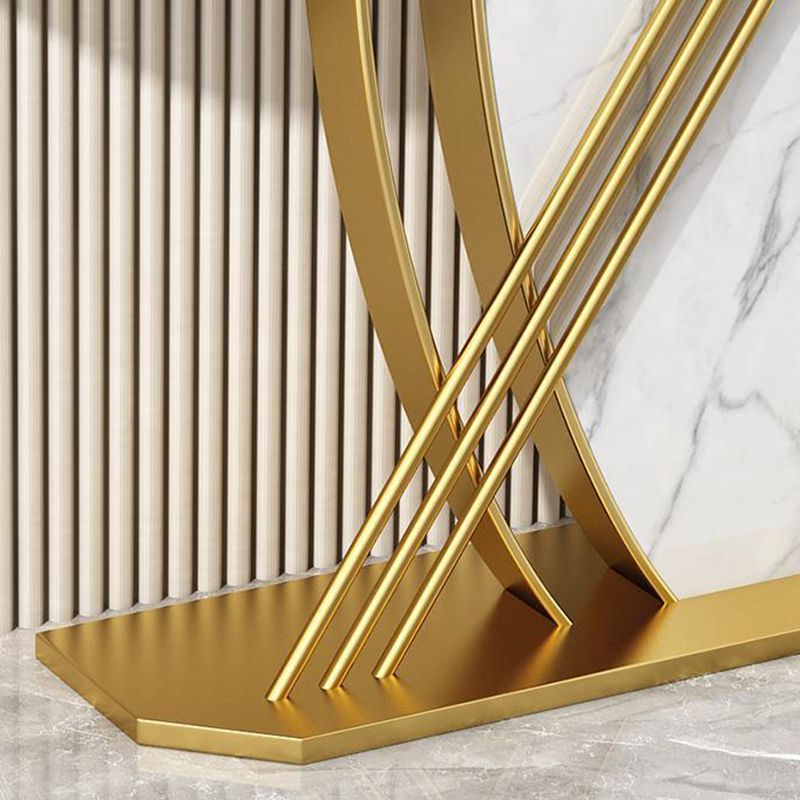 12 Inch Wide Glam Accent Table Half Moon Stone Console Table