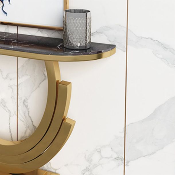 Tavolo console di marmo glam mezza luna tavolo accento in acciaio inossidabile per sala