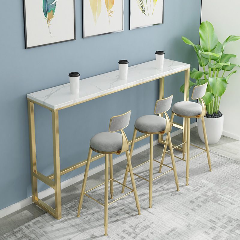 White Faux Marble Table Modern Style Bistro Table with Gold Base Clearhalo 'Bar Furniture' 'Bar Tables' 'bar_tables' 'furn' 'furn_bar_tables' 'Furniture' 'Kitchen & Dining Furniture' 1200x1200_03e726fd-e6c0-47f3-952b-d94251ca25d9
