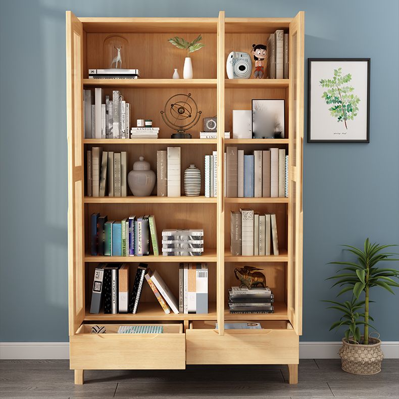 Solid Wood Scandinavian Bookcase Closed Back Bookcase with Door Clearhalo 'Bookcases' 'furn' 'furn_bookcases' 'Furniture' 'furniture_bookcases' 'Office Furniture' 1200x1200_03ea284a-38b2-4393-b455-f85e26433bca