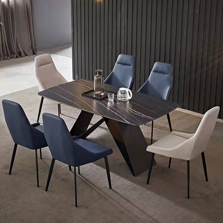 Contemporary Rectangle Dining Table Double Pedestal Furniture for Dining Room Clearhalo ' dining_table' 'Dining Tables & Seating' 'Dining Tables' 'furn' 'furn_dining_table' 'Furniture' 'furniture_dining_table' 'Kitchen & Dining Furniture' 'kitchen&dining_furn' 'kitchen' 'kitchen_dining_table' 1200x1200_03ea2ff4-9bdf-4e8d-ab43-c3c846d4eed3