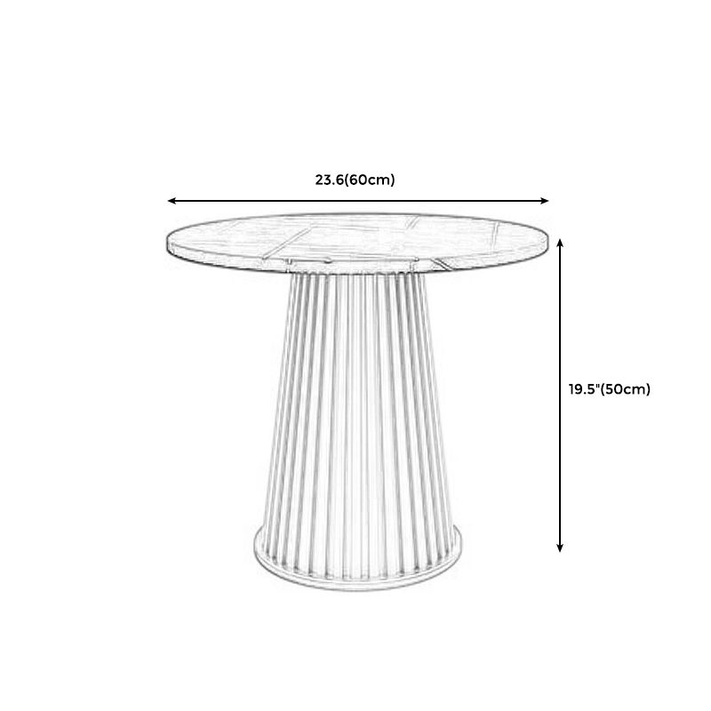 Mesa de centro moderna de pizarra maciza, mesa de cóctel redonda de hierro en blanco/negro