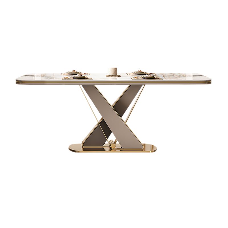 Traditional Luxury Dining Table Stone Rectangle Fixed Table with Pedestal Base Clearhalo 'Dining Tables & Seating' 'Dining Tables' 'dining_table' 'furn' 'furn_dining_table' 'Furniture' 'Kitchen & Dining Furniture' 1200x1200_03eb4cce-e648-4fee-a306-7f7c361348cf