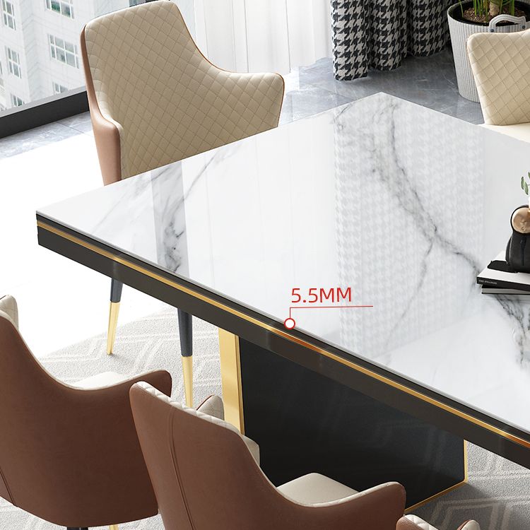Traditional Luxury Dining Table Rectangle Sintered Stone Double Pedestal Table with Black Base Clearhalo ' dining_table' 'Dining Tables & Seating' 'Dining Tables' 'furn' 'furn_dining_table' 'Furniture' 'furniture_dining_table' 'Kitchen & Dining Furniture' 'kitchen&dining_furn' 'kitchen' 'kitchen_dining_table' 1200x1200_03ebc499-aab6-477e-8f3a-f1ca5eec84e5