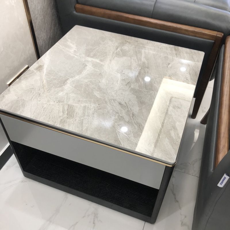 Stone Block 1-Drawer Shelf Included Side Table with Wood Accents - 20.47" H