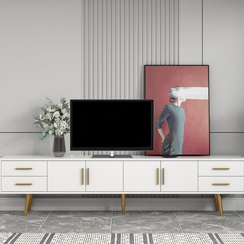 Soporte multimedia para TV de madera de ingeniería escandinava Consola multimedia con acabado mate y cajones