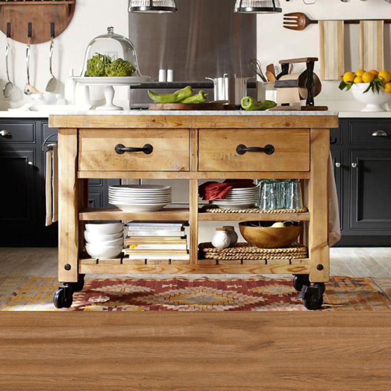 Modern Rectangle Kitchen Cart with Pine Wood Base and 2 Drawers Clearhalo 'furn' 'furn_kitchen_islands_carts' 'Furniture' 'Kitchen & Dining Furniture' 'Kitchen Islands & Carts' 'kitchen_islands_carts' 1200x1200_03ed9fcd-7ff3-4291-bcce-ef5f77933068
