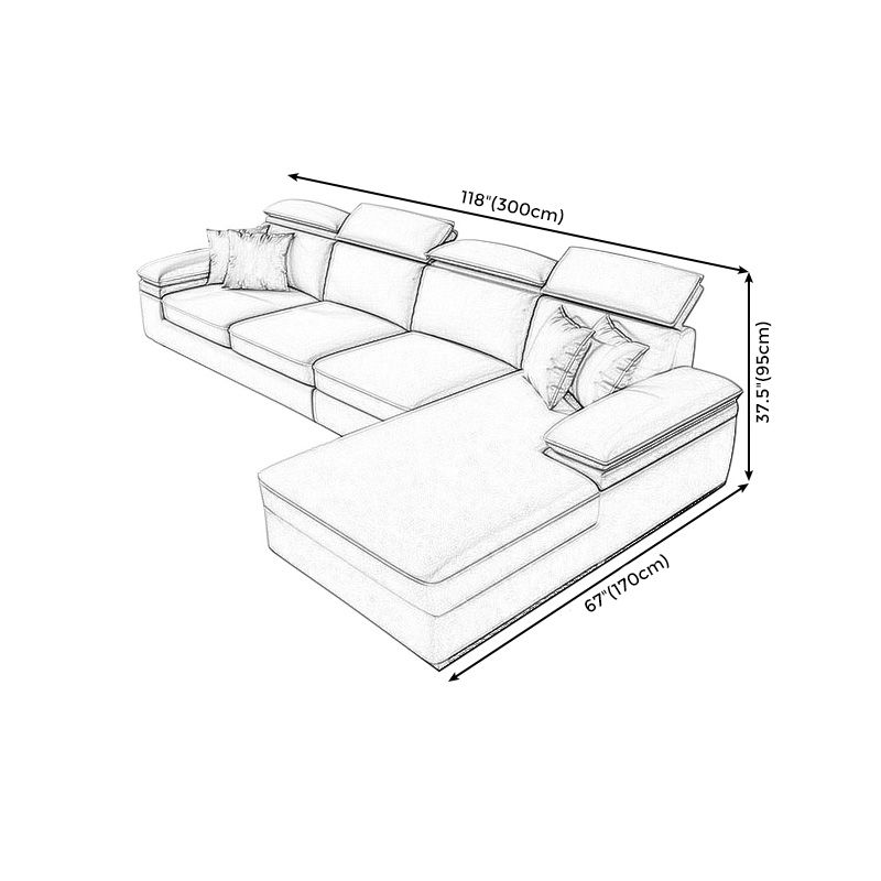 Fabric Pillow Top Arm Sofa 118.11"Lx 66.93"W x 37.4"H Cushion Back Sectionals with Chaise Clearhalo 'furn' 'furn_sectionals' 'Furniture' 'furniture_sectionals' 'Living Room Furniture' 'Sectionals' 1200x1200_03ef4406-d267-465a-9ffd-159e54df7d2d