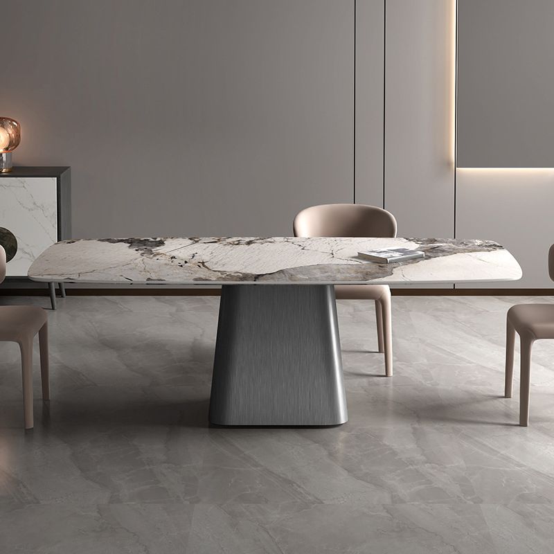 Modern Dining Rectangle Table Sintered Stone Table with Metal Leg for Home Clearhalo 'Dining Tables & Seating' 'Dining Tables' 'dining_table' 'furn' 'furn_dining_table' 'Furniture' 'Kitchen & Dining Furniture' 1200x1200_03f0c2f5-0b3e-40f5-bb87-b09783d20182