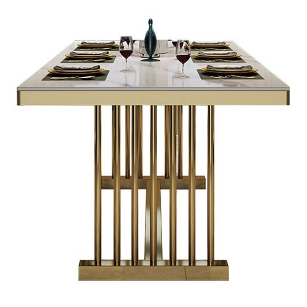 Glam Standard Kitchen Dining Table White Sintered Stone Dining Table with Trestle Base Clearhalo ' dining_table' 'Dining Tables & Seating' 'Dining Tables' 'furn' 'furn_dining_table' 'Furniture' 'furniture_dining_table' 'Kitchen & Dining Furniture' 'kitchen&dining_furn' 'kitchen' 'kitchen_dining_table' 1200x1200_03f1196a-de25-445e-a2ef-4740edb50e3e
