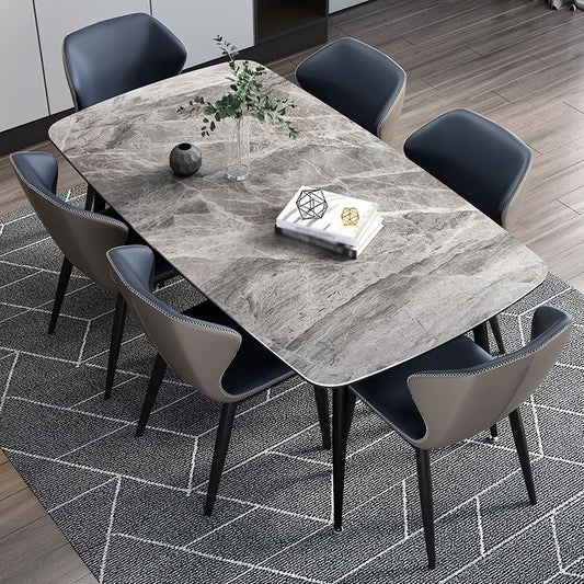 Modern Gray Standard Dining Set Rectangle Shape Sintered Stone Dining Set with 4 Legs Table Clearhalo 'Dining Room Sets' 'Dining Tables & Seating' 'dining_room_set' 'furn' 'furn_dining_room_set' 'Furniture' 'furniture_dining_room_set' 'Kitchen & Dining Furniture' 'kitchen&dining_furn' 'kitchen' 1200x1200_03f13dae-f10f-4e50-b73d-2eb7bbdfce28