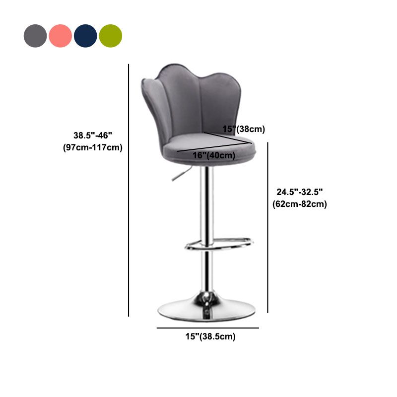 Scandinavian Metal Barstool Velvet Low Back Stool with Footrest for Bar Clearhalo 'Bar Furniture' 'Bar Stools' 'bar_stools' 'furn' 'furn_bar_stools' 'Furniture' 'Kitchen & Dining Furniture' 1200x1200_03f2b6ca-4934-479e-97cf-230f80dfa1cf