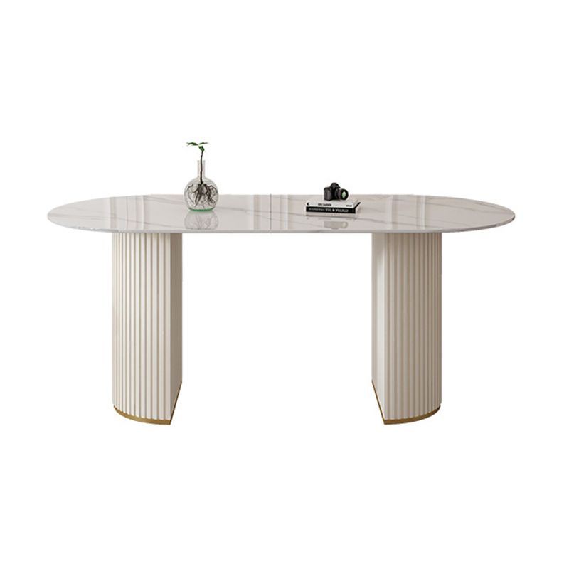 Sintered Stone Dining Table Traditional Luxury Double Pedestal Table Clearhalo 'Dining Tables & Seating' 'Dining Tables' 'dining_table' 'furn' 'furn_dining_table' 'Furniture' 'furniture_dining_table' 'Kitchen & Dining Furniture' 'kitchen' 'kitchen_dining_table' 1200x1200_03f393f1-9825-4c4f-81d3-3756f86bf4d0