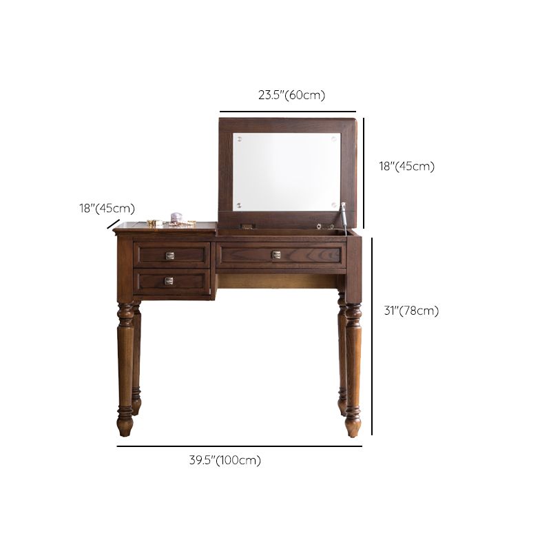 30,7 "Altezza 2-Drawer marrone in legno in legno in legno in legno Specchio Makeup Vanity