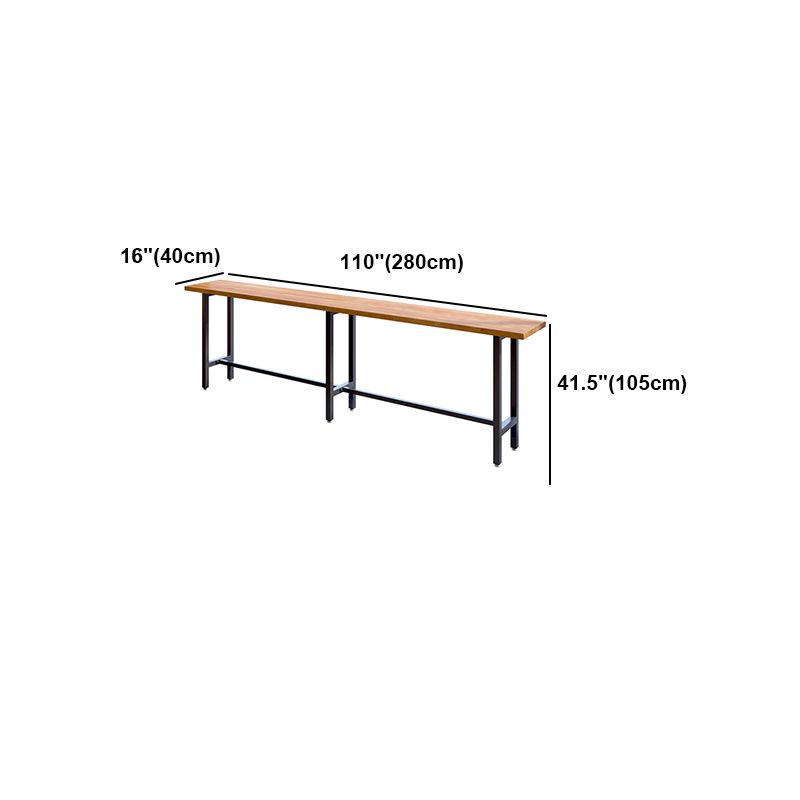 Brown Modern Style Table Solid Wood and Iron with Footrest Coffee Shop Bar Table Clearhalo 'Bar Furniture' 'Bar Tables' 'bar_tables' 'furn' 'furn_bar_tables' 'Furniture' 'furniture_bar_tables' 'Kitchen & Dining Furniture' 1200x1200_03f41f22-368b-448f-b2dd-b5fb6f717cb7