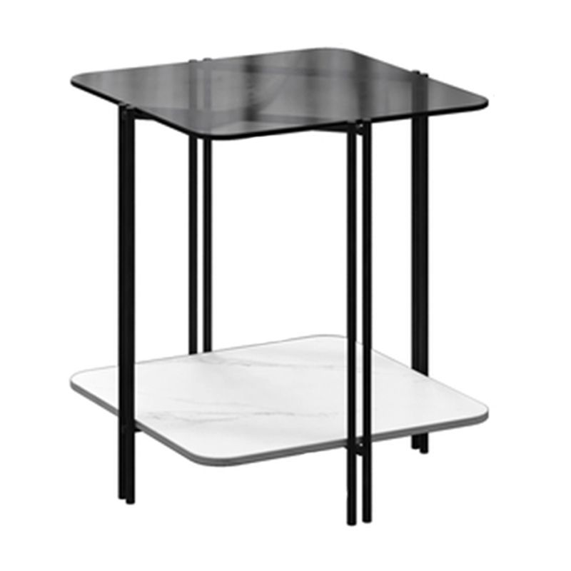 Tavolo da fascia alta a 4 gambe contemporanei tavolo di fascia alta vetro quadrata, 23,6 "di altezza