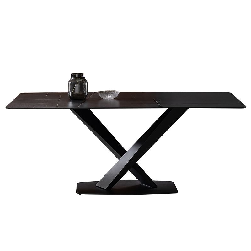 Modern Style Black Sintered Stone Dining Table Set Rectangle 1/4/5 Pieces Dining Set Clearhalo 'Dining Room Sets' 'Dining Tables & Seating' 'dining_room_set' 'furn' 'furn_dining_room_set' 'Furniture' 'Kitchen & Dining Furniture' 1200x1200_03f8fcd4-ce13-4267-983f-795a849b7672