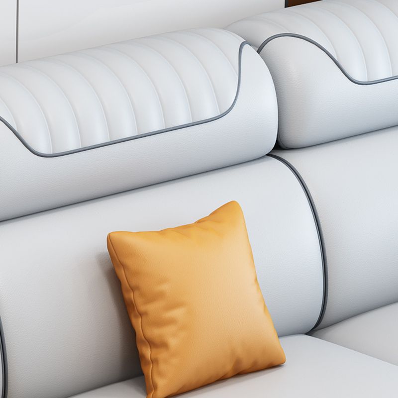 Contemporary Faux Leather Loose Back Sofa with Pillow Top Arm