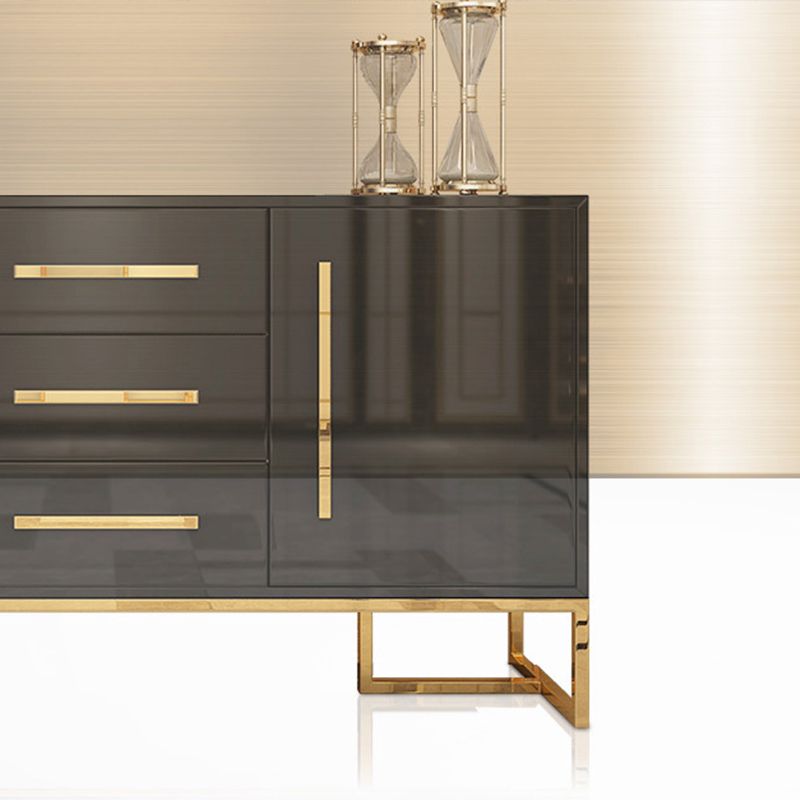 Glam Sideboard Buffet 3 Drawers and 2 Doors Cabinets Matte High Gloss Sideboard Clearhalo 'buffet_sideboard' 'Buffets & Sideboards' 'furn' 'furn_buffet_sideboard' 'Furniture' 'Kitchen & Dining Furniture' 1200x1200_03fcddb9-26cb-41fe-855e-83512ef65750